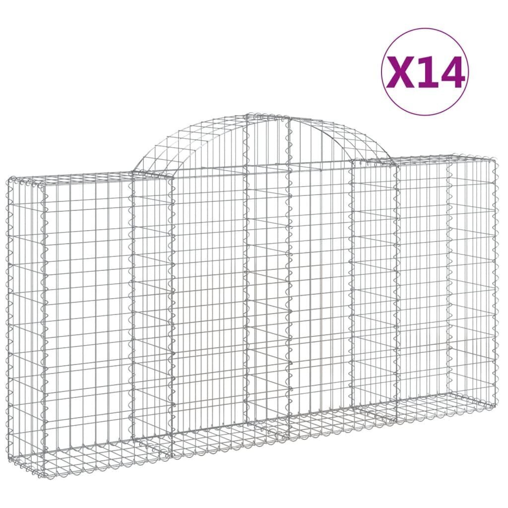 vidaXL Kaarevat kivikorit 14 kpl 200x30x100/120 cm galvanoitu rauta hinta ja tiedot | Aidat ja tarvikkeet | hobbyhall.fi