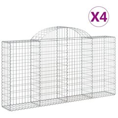 vidaXL Kaarevat kivikorit 4 kpl 200x30x100/120 cm galvanoitu rauta hinta ja tiedot | Aidat ja tarvikkeet | hobbyhall.fi