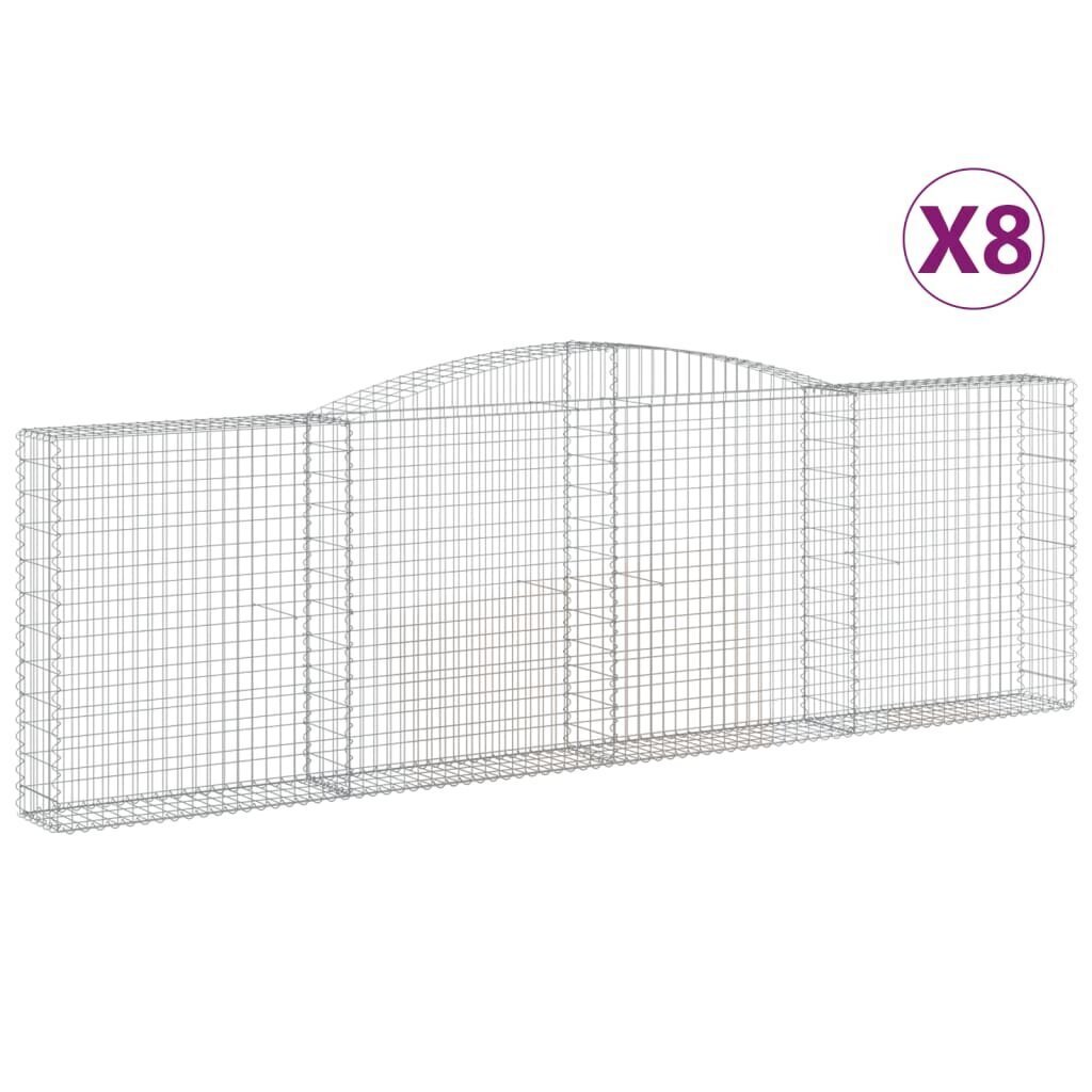 vidaXL Kaarevat kivikorit 8 kpl 400x30x120/140 cm galvanoitu rauta hinta ja tiedot | Aidat ja tarvikkeet | hobbyhall.fi