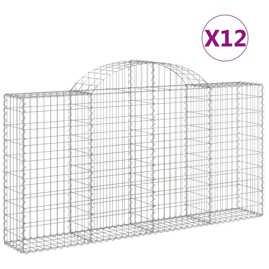 vidaXL Kaarevat kivikorit 12 kpl 200x30x100/120 cm galvanoitu rauta hinta ja tiedot | Aidat ja tarvikkeet | hobbyhall.fi