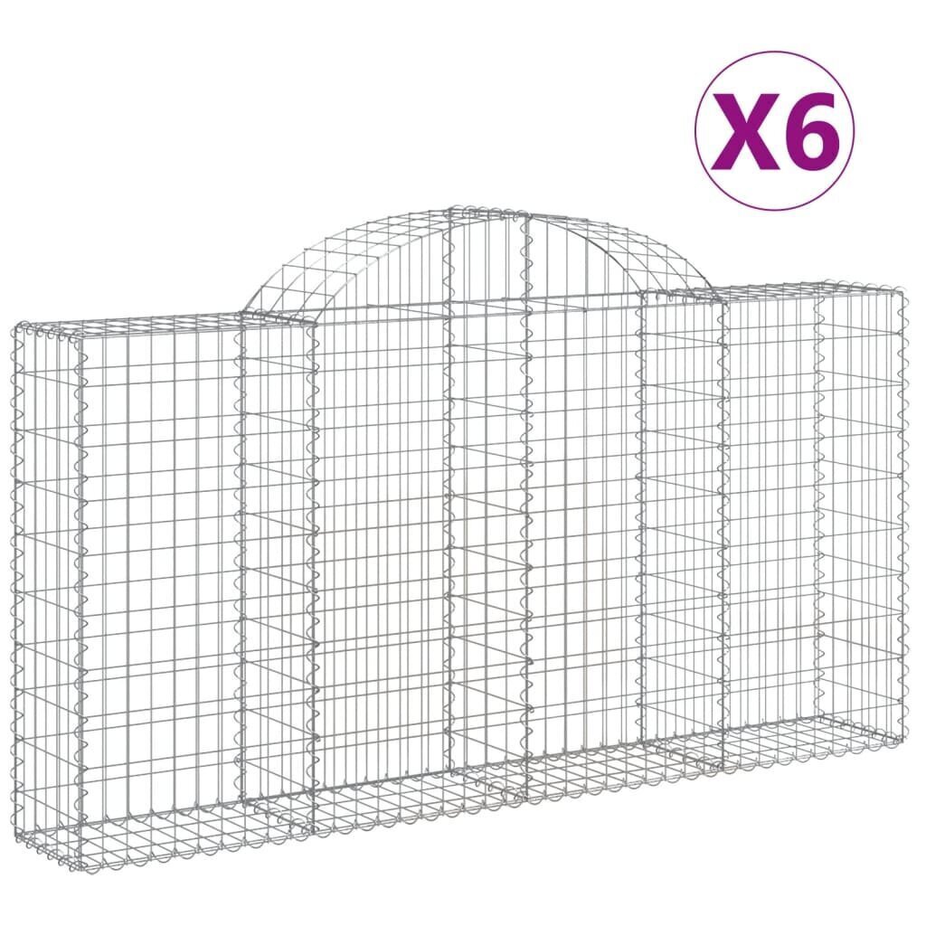 vidaXL Kaarevat kivikorit 6 kpl 200x30x100/120 cm galvanoitu rauta hinta ja tiedot | Aidat ja tarvikkeet | hobbyhall.fi