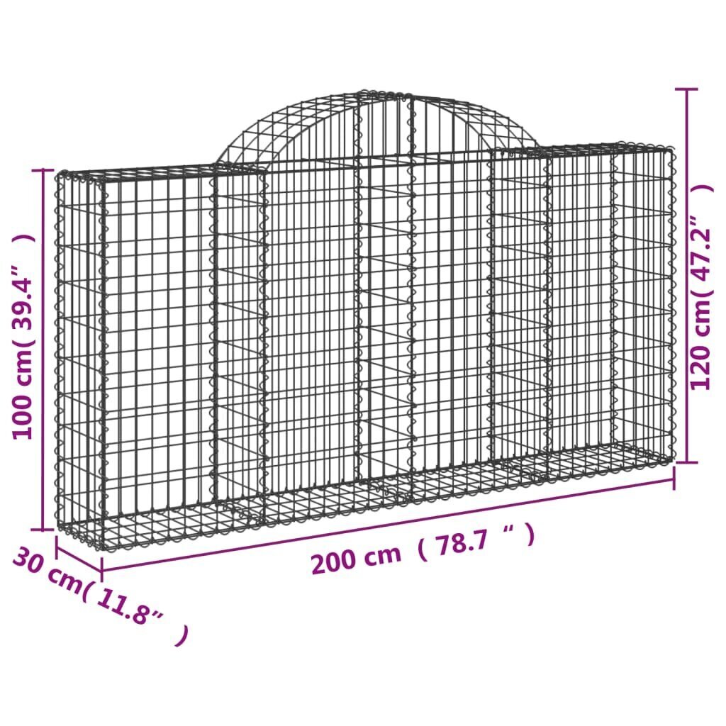 vidaXL Kaarevat kivikorit 5 kpl 200x30x100/120 cm galvanoitu rauta hinta ja tiedot | Aidat ja tarvikkeet | hobbyhall.fi