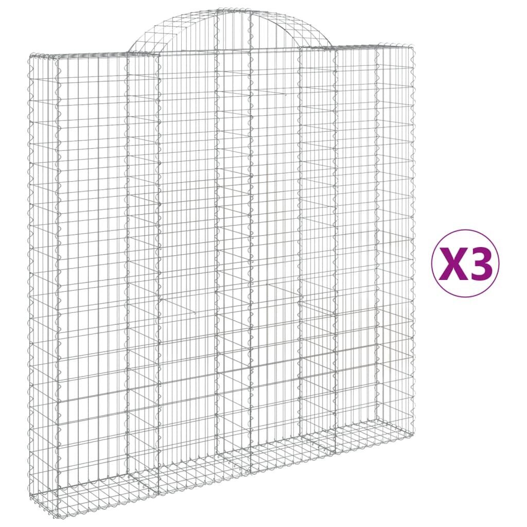 vidaXL Kaarevat kivikorit 3 kpl 200x30x200/220 cm galvanoitu rauta hinta ja tiedot | Aidat ja tarvikkeet | hobbyhall.fi