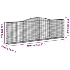 vidaXL Kaarevat kivikorit 6 kpl 400x30x120/140 cm galvanoitu rauta hinta ja tiedot | Aidat ja tarvikkeet | hobbyhall.fi