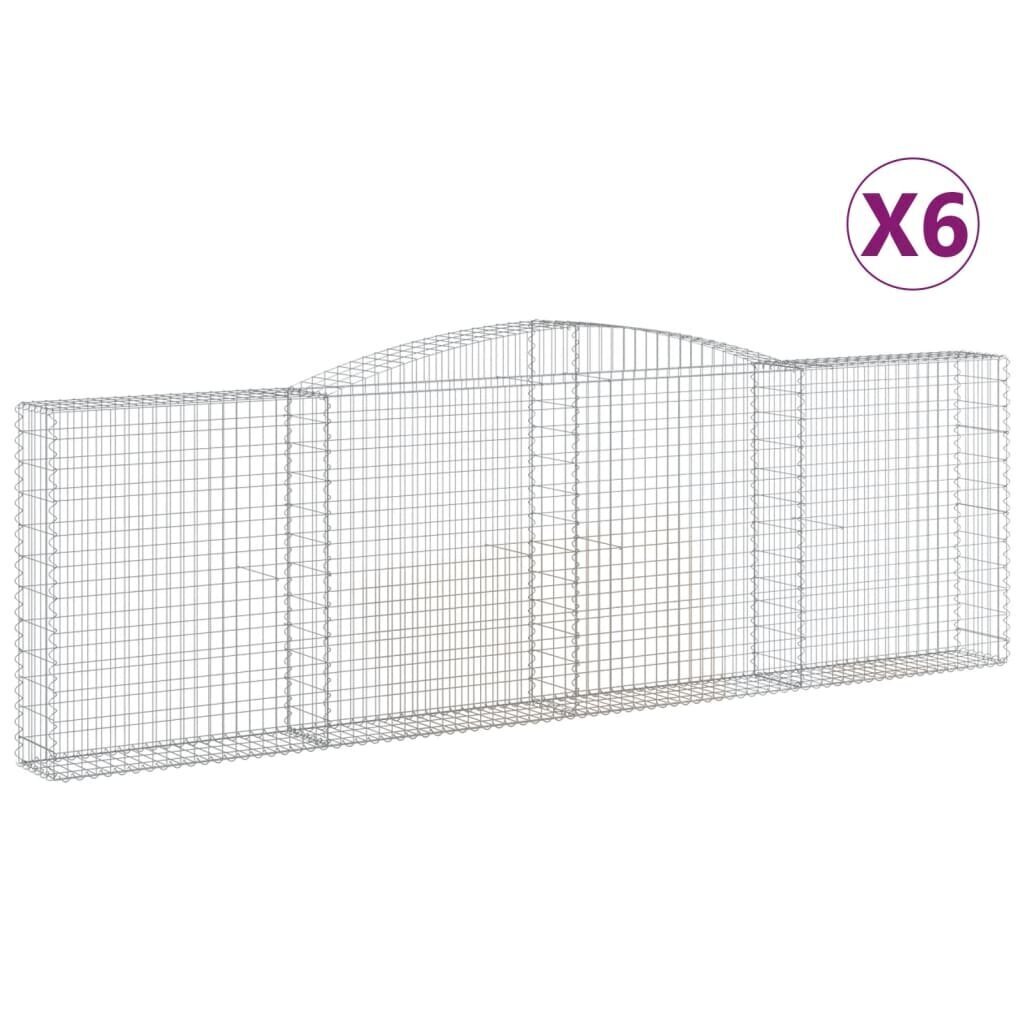 vidaXL Kaarevat kivikorit 6 kpl 400x30x120/140 cm galvanoitu rauta hinta ja tiedot | Aidat ja tarvikkeet | hobbyhall.fi