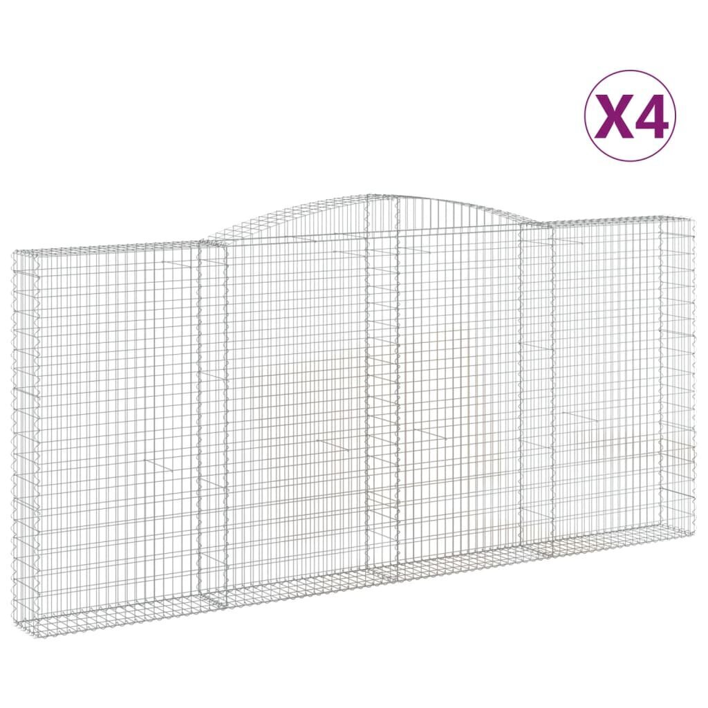 vidaXL Kaarevat kivikorit 4 kpl 400x30x180/200 cm galvanoitu rauta hinta ja tiedot | Aidat ja tarvikkeet | hobbyhall.fi