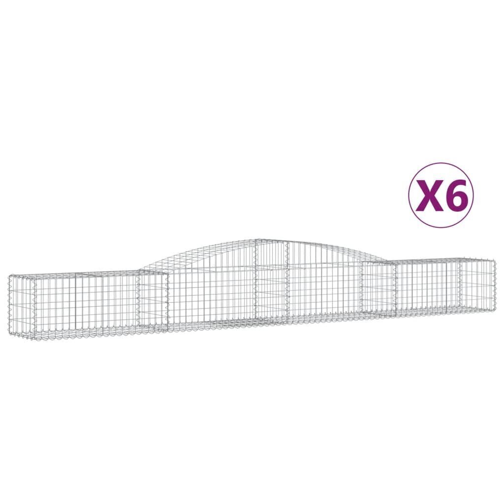 vidaXL Kaarevat kivikorit 6 kpl 400x50x40/60 cm galvanoitu rauta hinta ja tiedot | Aidat ja tarvikkeet | hobbyhall.fi