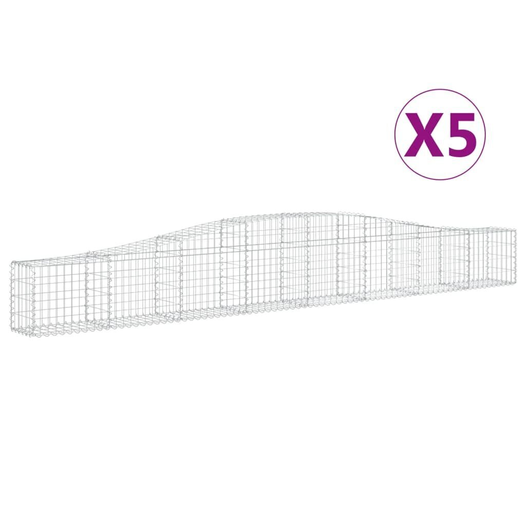 vidaXL Kaarevat kivikorit 5 kpl 400x30x40/60 cm galvanoitu rauta hinta ja tiedot | Aidat ja tarvikkeet | hobbyhall.fi