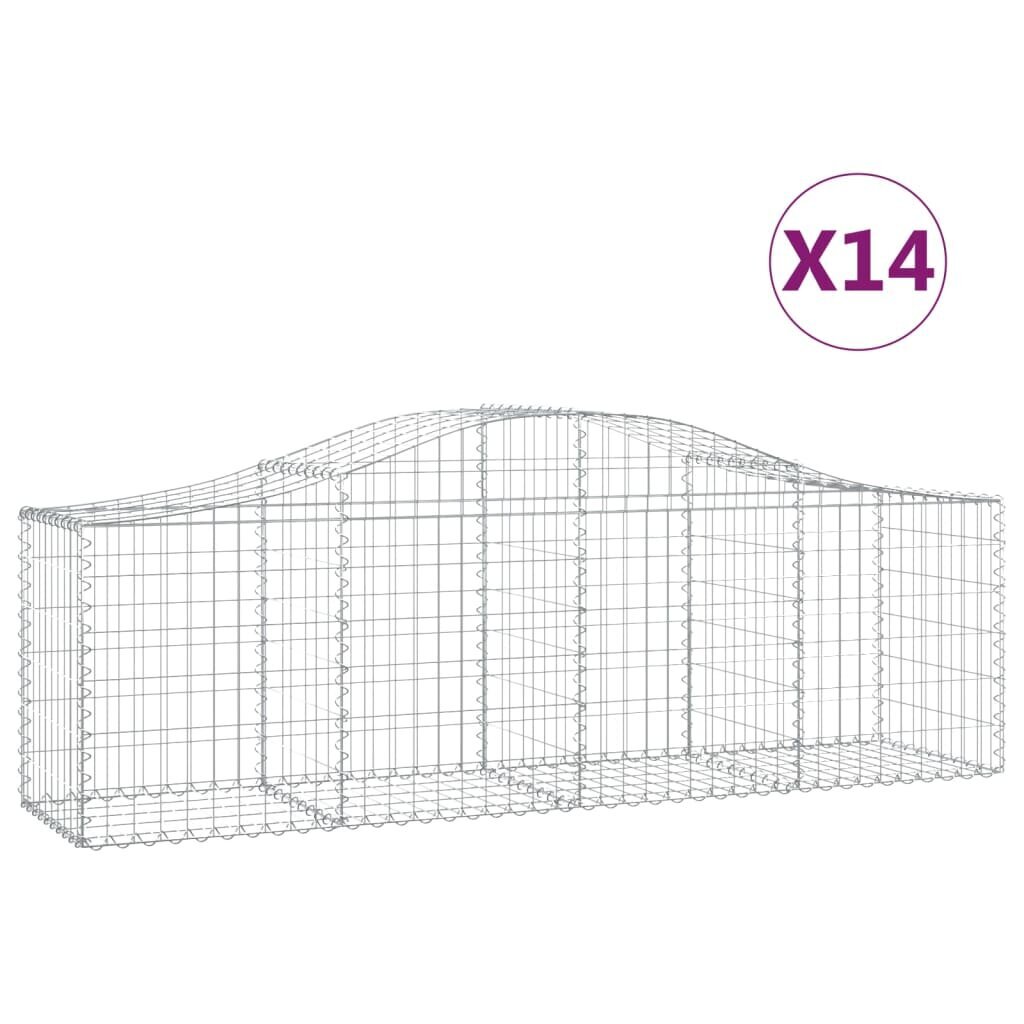 vidaXL Kaarevat kivikorit 14 kpl 200x50x60/80 cm galvanoitu rauta hinta ja tiedot | Aidat ja tarvikkeet | hobbyhall.fi