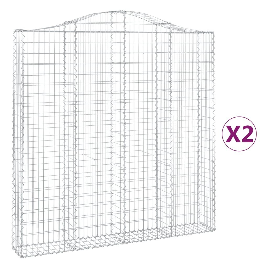 vidaXL Kaarevat kivikorit 2 kpl 200x30x200/220 cm galvanoitu rauta hinta ja tiedot | Aidat ja tarvikkeet | hobbyhall.fi