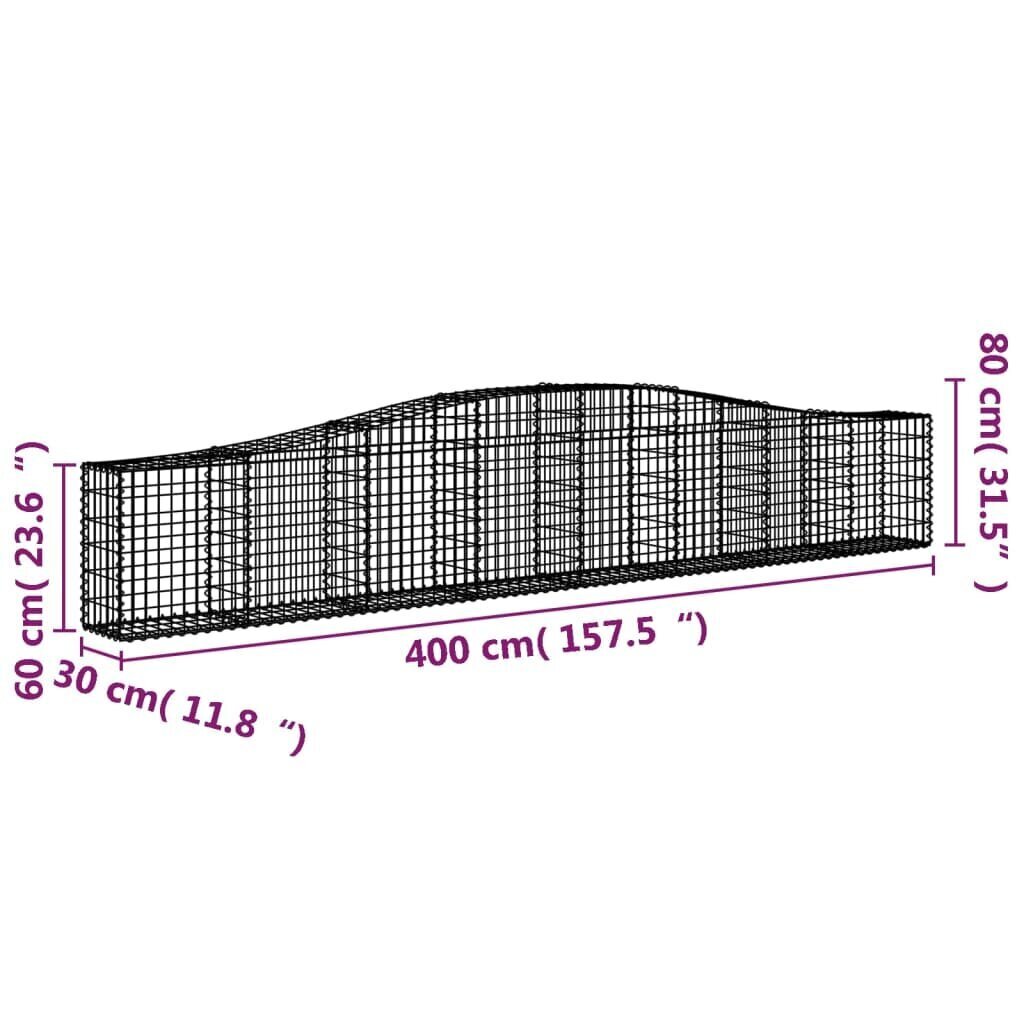 vidaXL Kaarevat kivikorit 4 kpl 400x30x60/80 cm galvanoitu rauta hinta ja tiedot | Aidat ja tarvikkeet | hobbyhall.fi