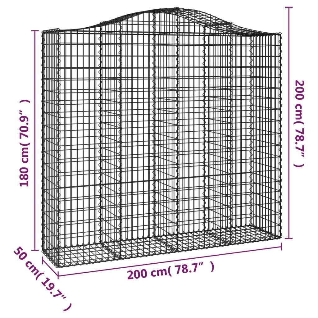 vidaXL Kaarevat kivikorit 4 kpl 200x50x180/200 cm galvanoitu rauta hinta ja tiedot | Aidat ja tarvikkeet | hobbyhall.fi