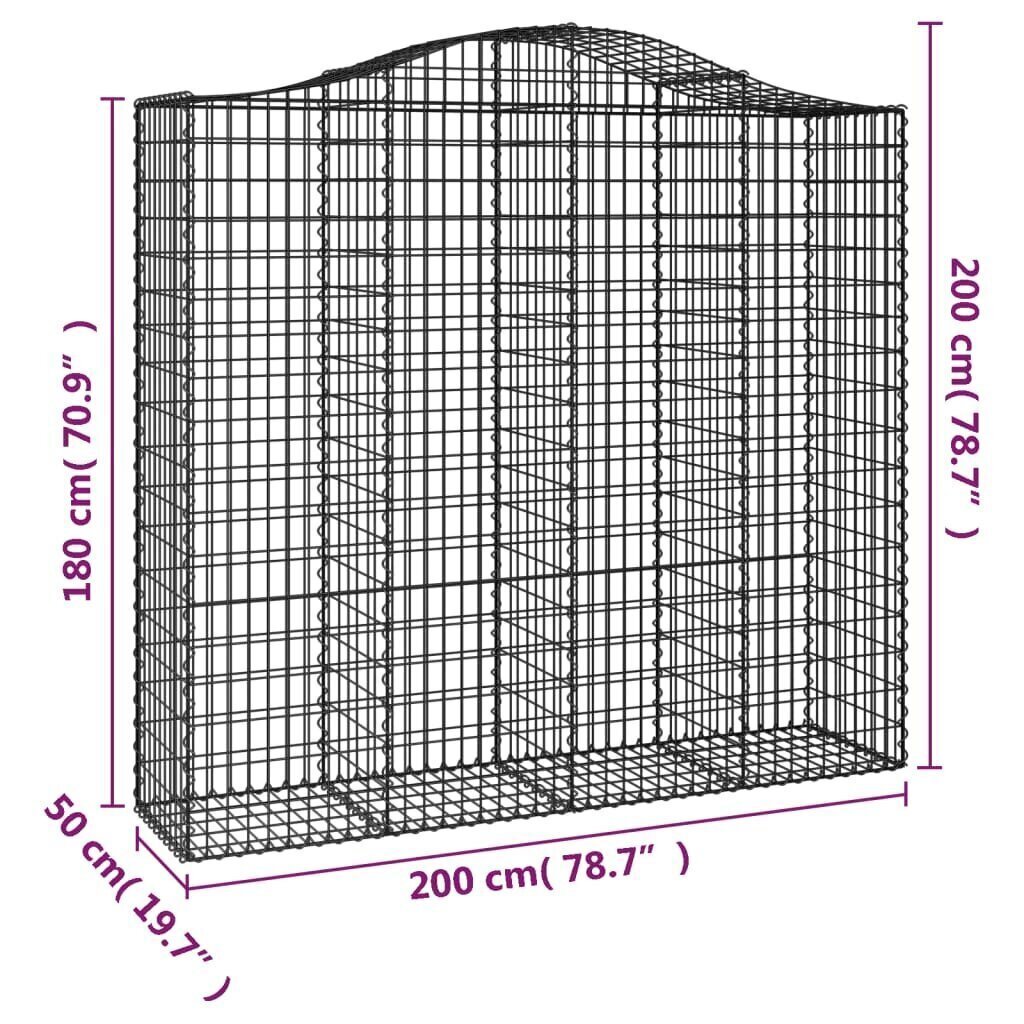 vidaXL Kaarevat kivikorit 7 kpl 200x50x180/200 cm galvanoitu rauta hinta ja tiedot | Aidat ja tarvikkeet | hobbyhall.fi