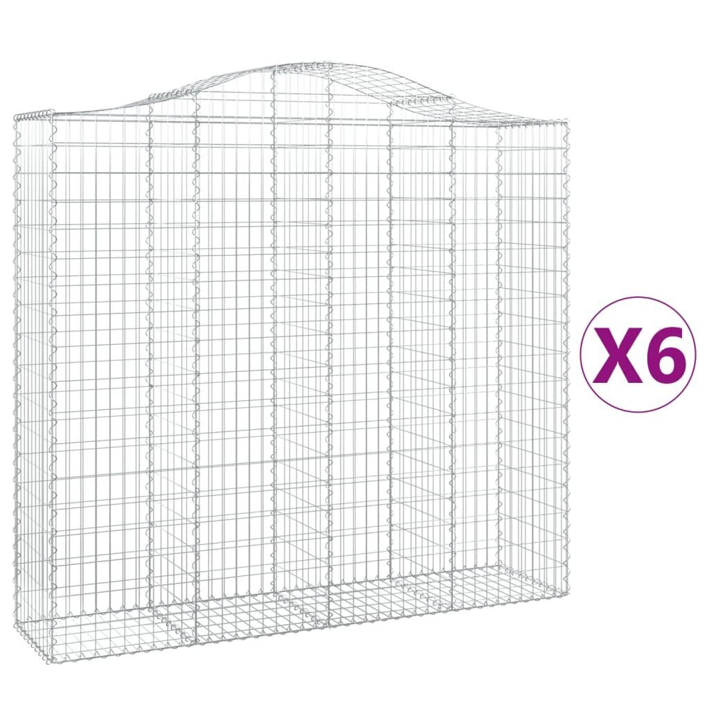 vidaXL Kaarevat kivikorit 6 kpl 200x50x180/200 cm galvanoitu rauta hinta ja tiedot | Aidat ja tarvikkeet | hobbyhall.fi