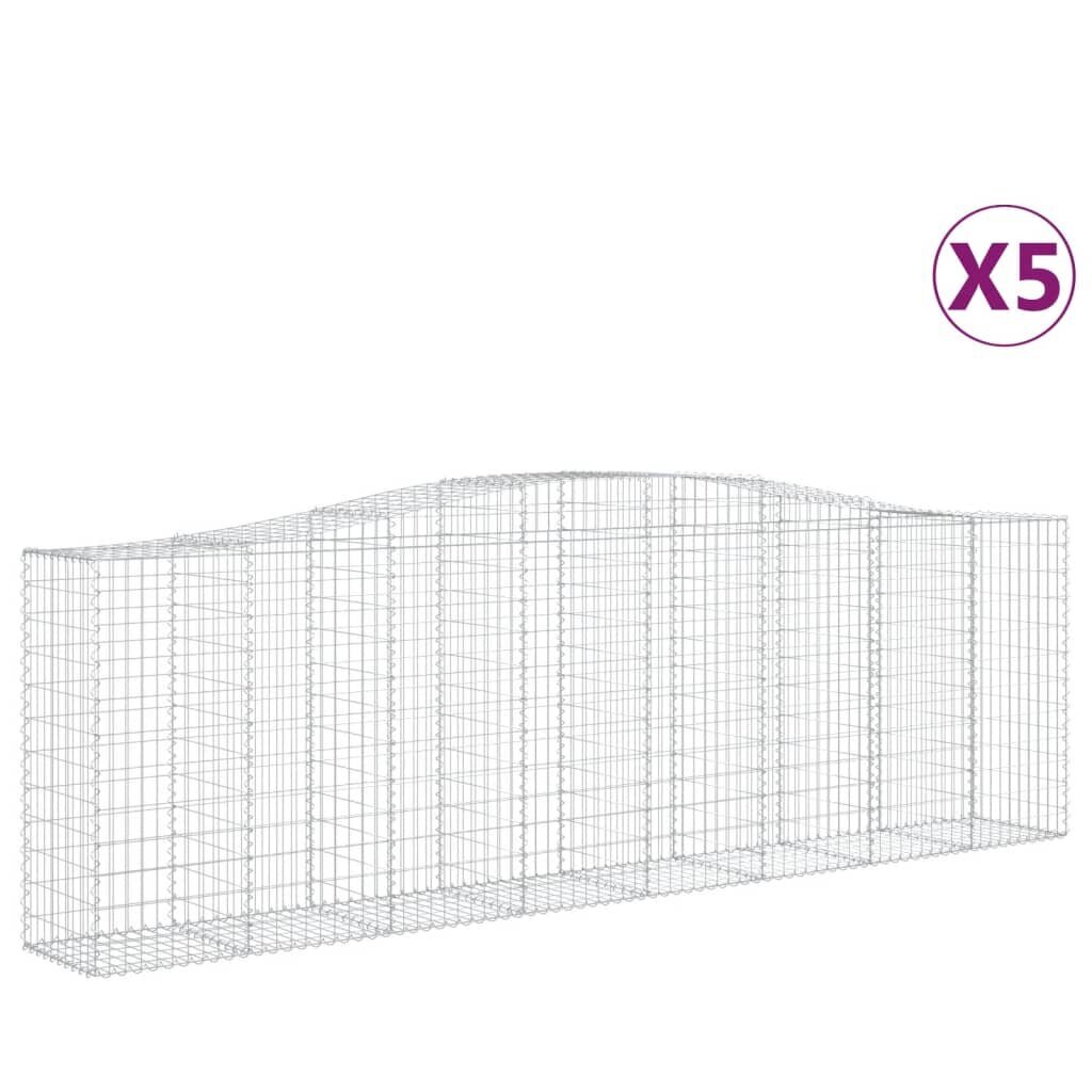 vidaXL Kaarevat kivikorit 5 kpl 400x50x120/140 cm galvanoitu rauta hinta ja tiedot | Aidat ja tarvikkeet | hobbyhall.fi