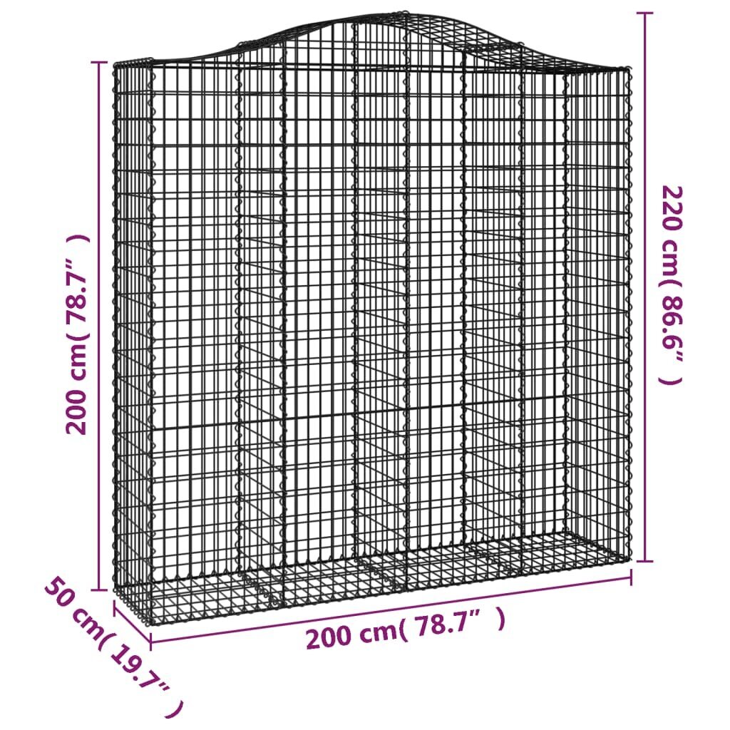 vidaXL Kaarevat kivikorit 4 kpl 200x50x200/220 cm galvanoitu rauta hinta ja tiedot | Aidat ja tarvikkeet | hobbyhall.fi