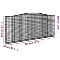 vidaXL Kaarevat kivikorit 3 kpl 400x30x160/180 cm galvanoitu rauta hinta ja tiedot | Aidat ja tarvikkeet | hobbyhall.fi