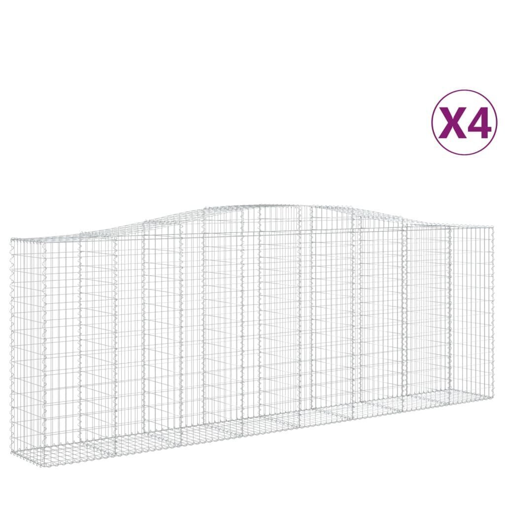 vidaXL Kaarevat kivikorit 4 kpl 400x50x140/160 cm galvanoitu rauta hinta ja tiedot | Aidat ja tarvikkeet | hobbyhall.fi