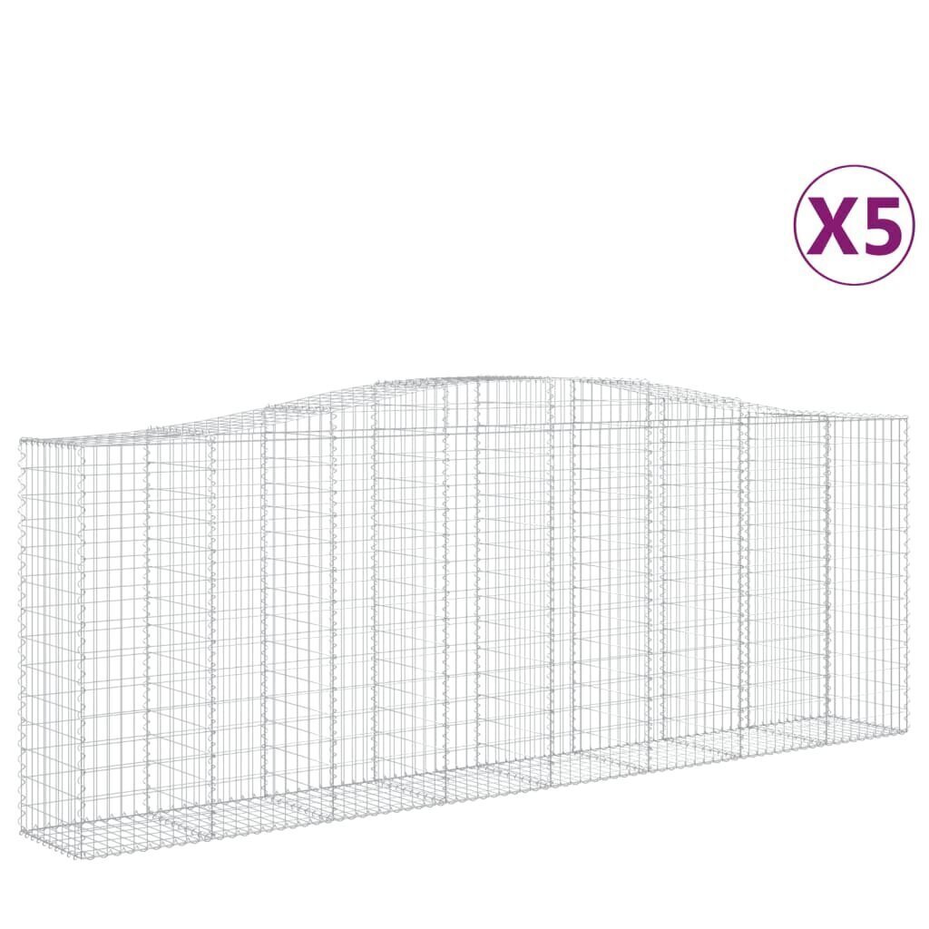 vidaXL Kaarevat kivikorit 5 kpl 400x50x140/160 cm galvanoitu rauta hinta ja tiedot | Aidat ja tarvikkeet | hobbyhall.fi