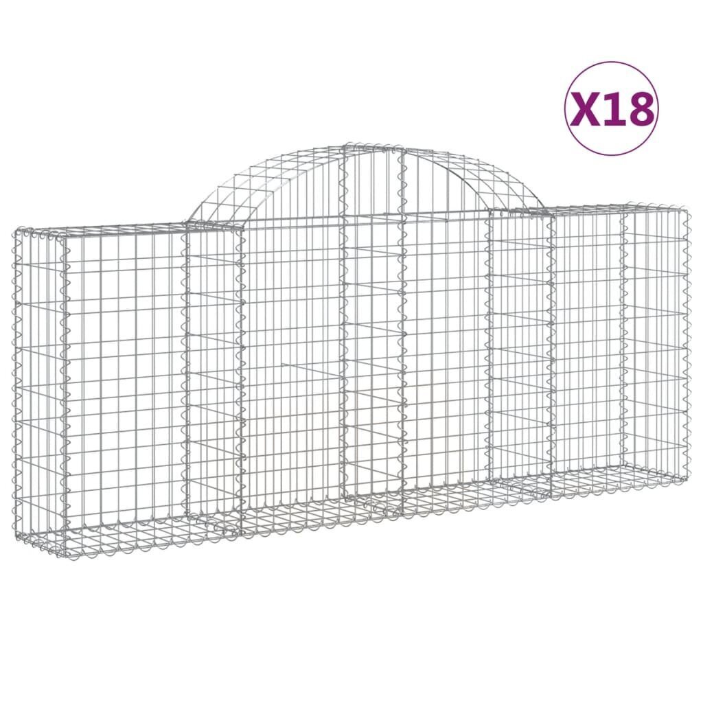 vidaXL Kaarevat kivikorit 18 kpl 200x30x80/100 cm galvanoitu rauta hinta ja tiedot | Aidat ja tarvikkeet | hobbyhall.fi