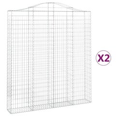 vidaXL Kaarevat kivikorit 2 kpl 200x30x220/240 cm galvanoitu rauta hinta ja tiedot | Aidat ja tarvikkeet | hobbyhall.fi