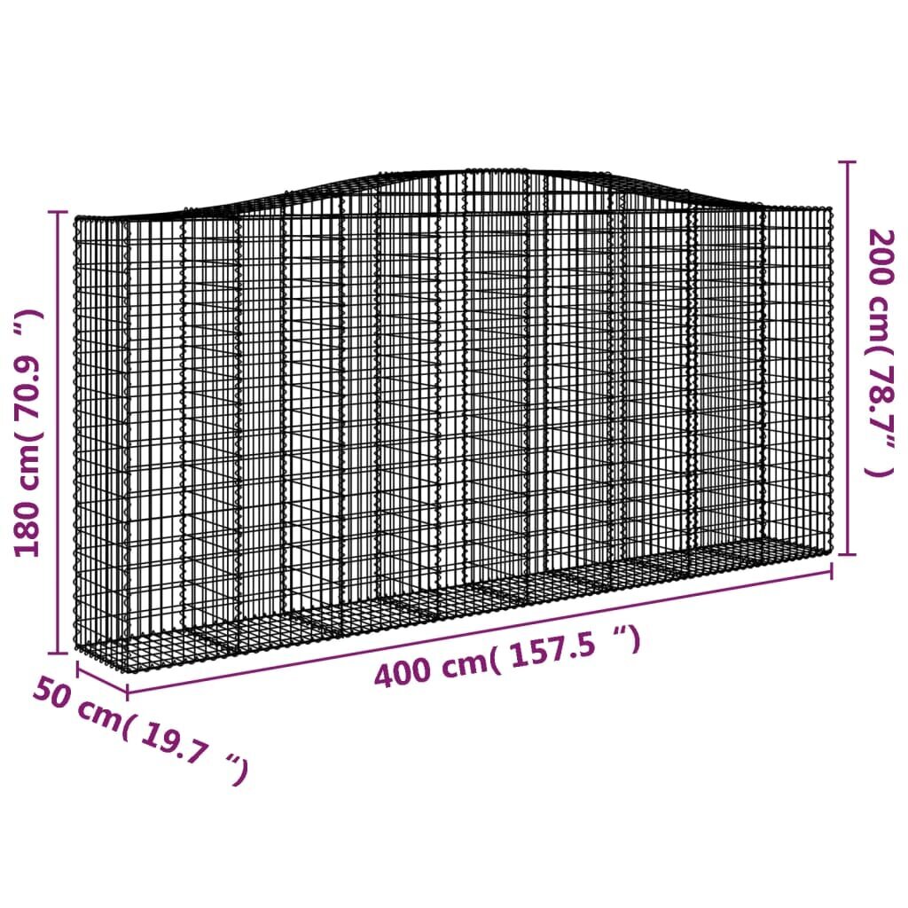 vidaXL Kaarevat kivikorit 5 kpl 400x50x180/200 cm galvanoitu rauta hinta ja tiedot | Aidat ja tarvikkeet | hobbyhall.fi