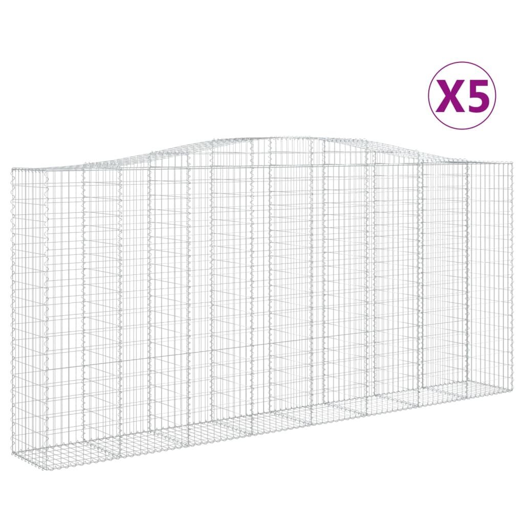 vidaXL Kaarevat kivikorit 5 kpl 400x50x180/200 cm galvanoitu rauta hinta ja tiedot | Aidat ja tarvikkeet | hobbyhall.fi