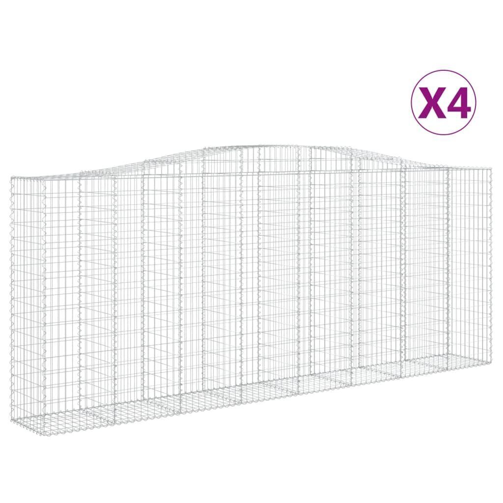 vidaXL Kaarevat kivikorit 4 kpl 400x50x160/180 cm galvanoitu rauta hinta ja tiedot | Aidat ja tarvikkeet | hobbyhall.fi