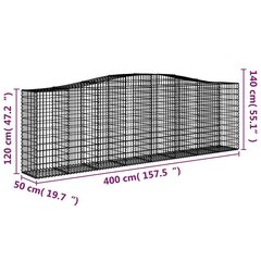 vidaXL Kaarevat kivikorit 2 kpl 400x50x120/140 cm galvanoitu rauta hinta ja tiedot | Aidat ja tarvikkeet | hobbyhall.fi