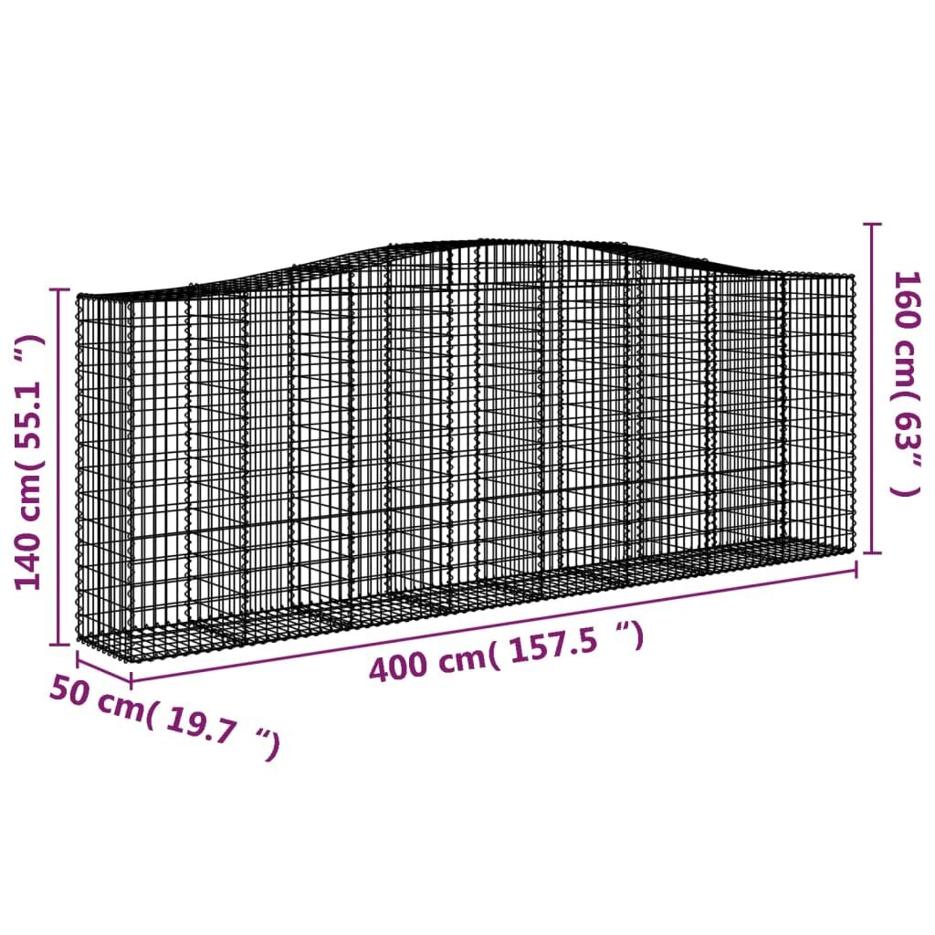 vidaXL Kaarevat kivikorit 2 kpl 400x50x140/160 cm galvanoitu rauta hinta ja tiedot | Aidat ja tarvikkeet | hobbyhall.fi