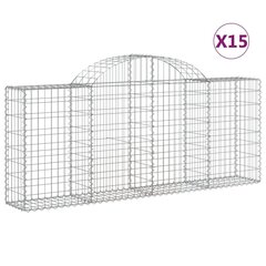 vidaXL Kaarevat kivikorit 15 kpl 200x30x80/100 cm galvanoitu rauta hinta ja tiedot | Aidat ja tarvikkeet | hobbyhall.fi