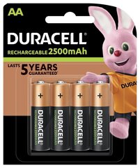 Duracell ladattava akku Stay Charged 2500mAh HR6 AA (LR6), 4 kpl hinta ja tiedot | Duracell Kodin remontointi | hobbyhall.fi