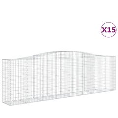 vidaXL Kaarevat kivikorit 15 kpl 400x50x120/140 cm galvanoitu rauta hinta ja tiedot | Aidat ja tarvikkeet | hobbyhall.fi