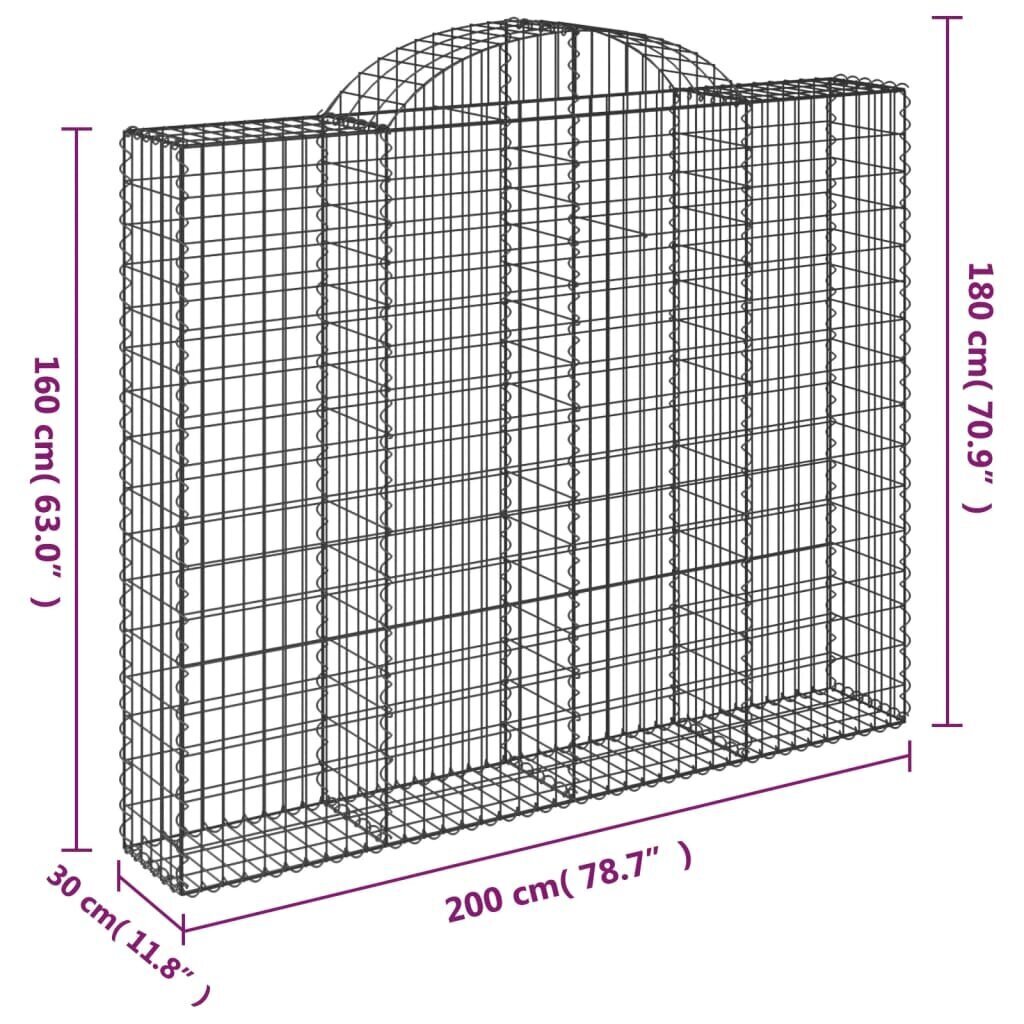 vidaXL Kaarevat kivikorit 4 kpl 200x30x160/180 cm galvanoitu rauta hinta ja tiedot | Aidat ja tarvikkeet | hobbyhall.fi