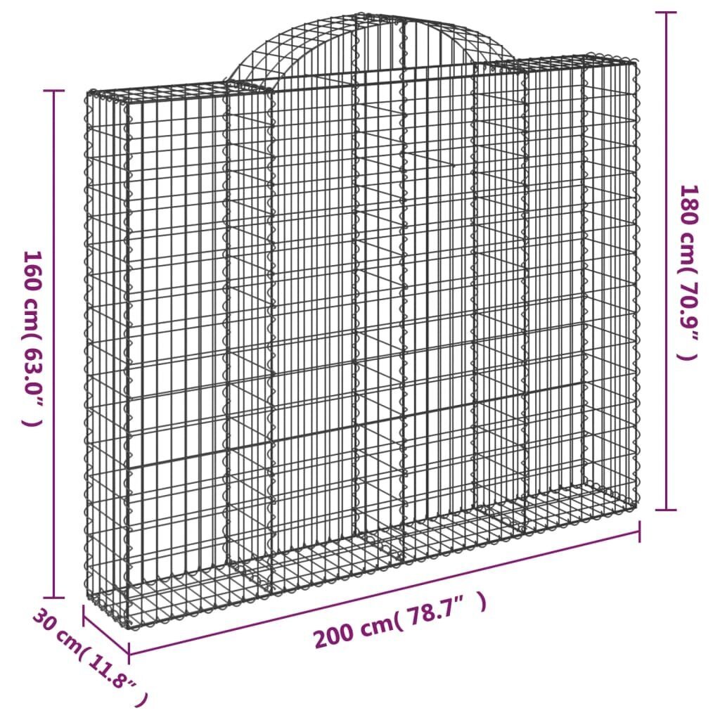 vidaXL Kaarevat kivikorit 6 kpl 200x30x160/180 cm galvanoitu rauta hinta ja tiedot | Aidat ja tarvikkeet | hobbyhall.fi