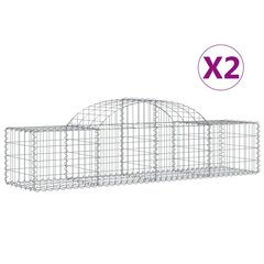 vidaXL Kaarevat kivikorit 2 kpl 200x50x40/60 cm galvanoitu rauta hinta ja tiedot | Aidat ja tarvikkeet | hobbyhall.fi