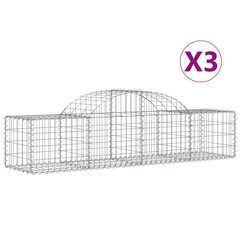 vidaXL Kaarevat kivikorit 3 kpl 200x50x40/60 cm galvanoitu rauta hinta ja tiedot | Aidat ja tarvikkeet | hobbyhall.fi