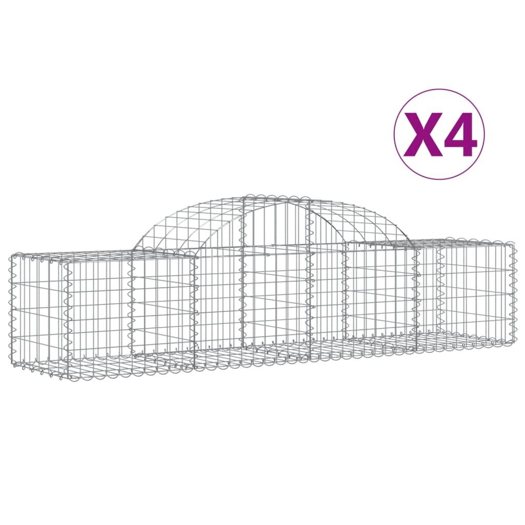 vidaXL Kaarevat kivikorit 4 kpl 200x50x40/60 cm galvanoitu rauta hinta ja tiedot | Aidat ja tarvikkeet | hobbyhall.fi