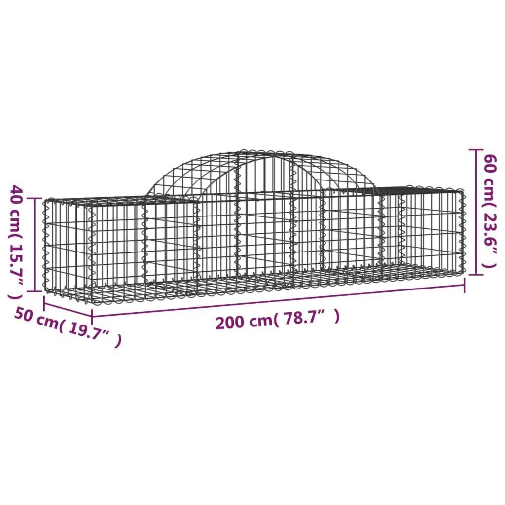 vidaXL Kaarevat kivikorit 4 kpl 200x50x40/60 cm galvanoitu rauta hinta ja tiedot | Aidat ja tarvikkeet | hobbyhall.fi