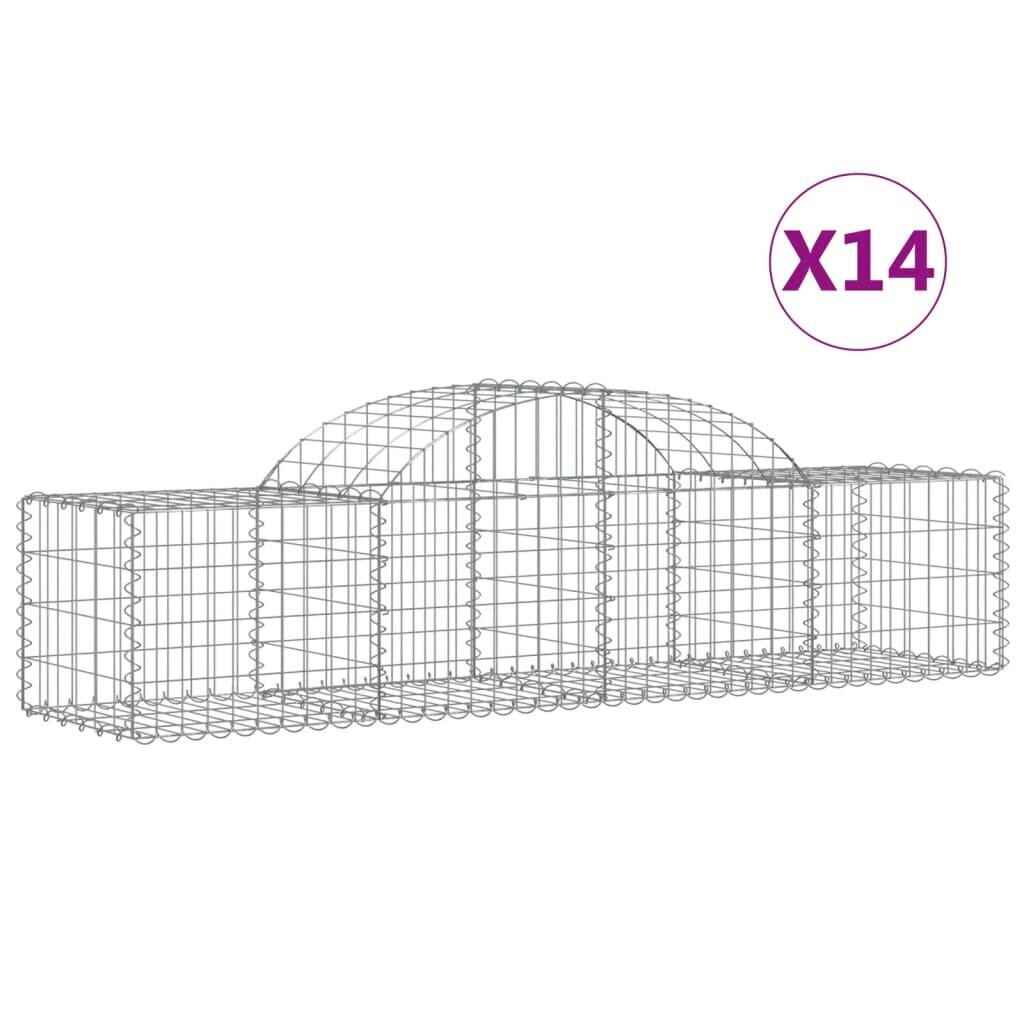 vidaXL Kaarevat kivikorit 14 kpl 200x50x40/60 cm galvanoitu rauta hinta ja tiedot | Aidat ja tarvikkeet | hobbyhall.fi