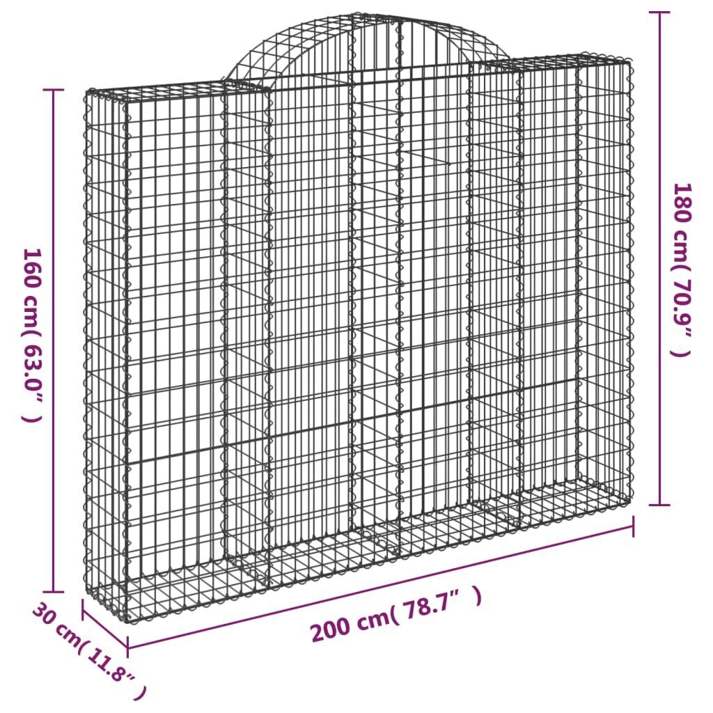 vidaXL Kaarevat kivikorit 2 kpl 200x30x160/180 cm galvanoitu rauta hinta ja tiedot | Aidat ja tarvikkeet | hobbyhall.fi