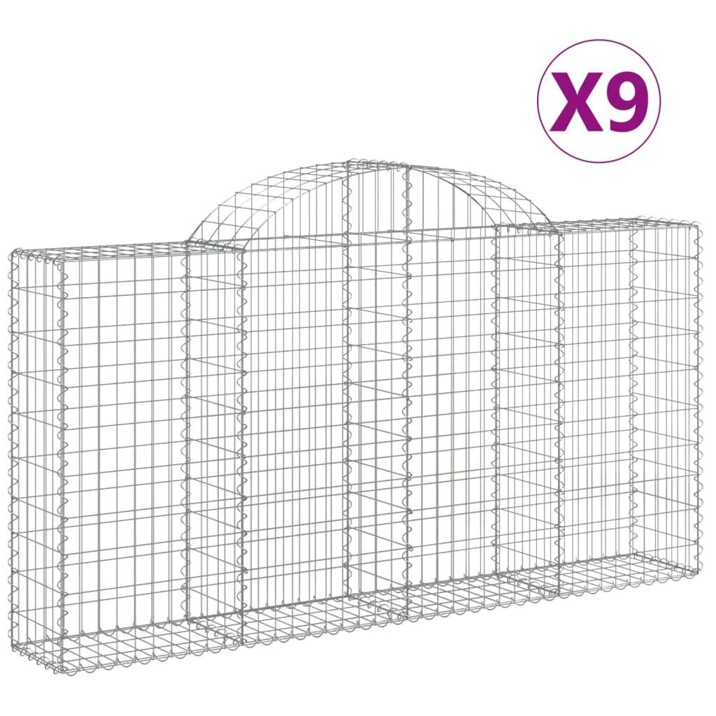 vidaXL Kaarevat kivikorit 9 kpl 200x30x100/120 cm galvanoitu rauta hinta ja tiedot | Aidat ja tarvikkeet | hobbyhall.fi