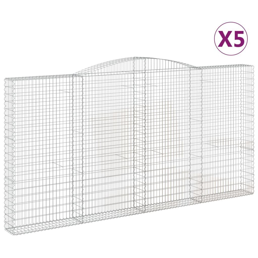 vidaXL Kaarevat kivikorit 5 kpl 400x30x200/220 cm galvanoitu rauta hinta ja tiedot | Aidat ja tarvikkeet | hobbyhall.fi