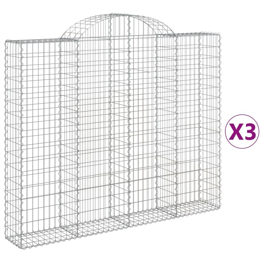 vidaXL Kaarevat kivikorit 3 kpl 200x30x160/180 cm galvanoitu rauta hinta ja tiedot | Aidat ja tarvikkeet | hobbyhall.fi