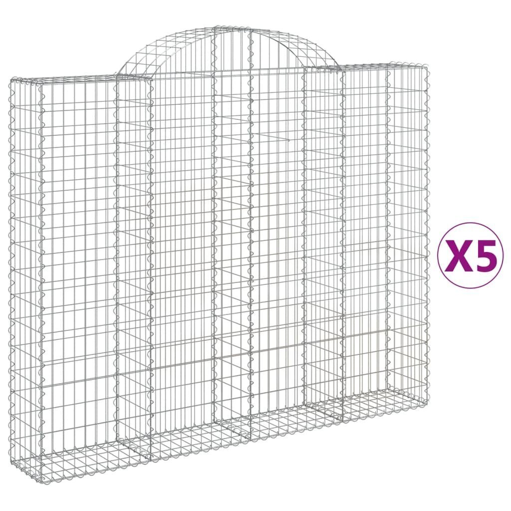 vidaXL Kaarevat kivikorit 5 kpl 200x30x160/180 cm galvanoitu rauta hinta ja tiedot | Aidat ja tarvikkeet | hobbyhall.fi