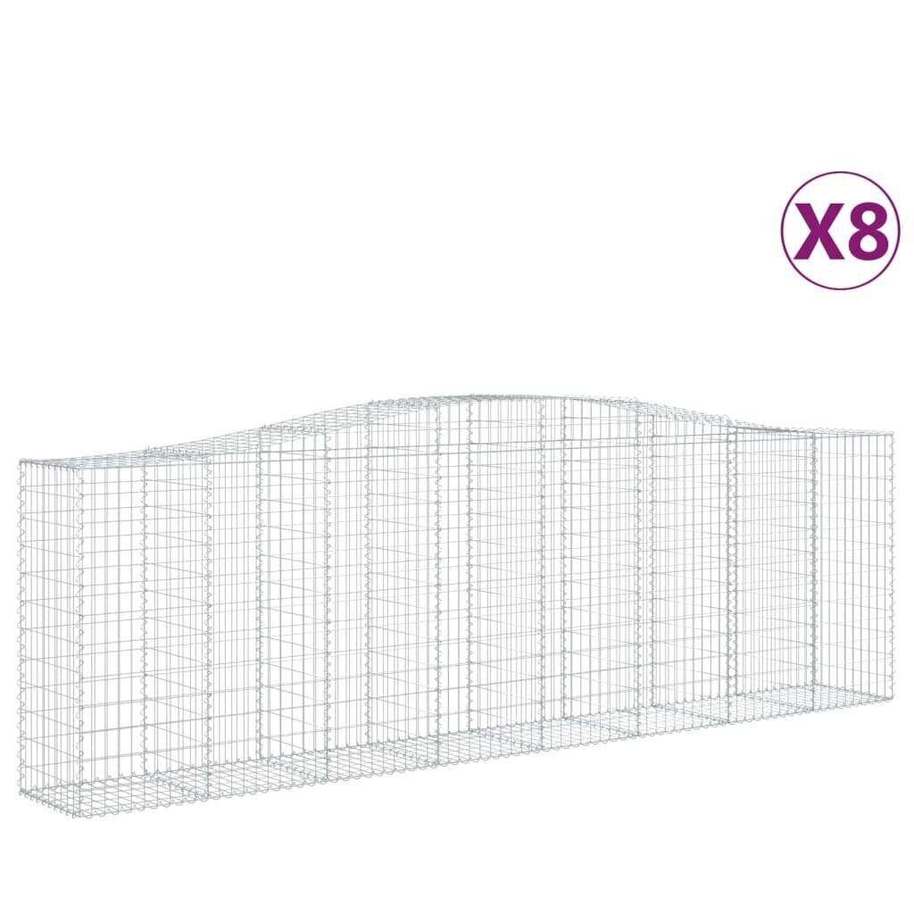 vidaXL Kaarevat kivikorit 8 kpl 400x50x120/140 cm galvanoitu rauta hinta ja tiedot | Aidat ja tarvikkeet | hobbyhall.fi