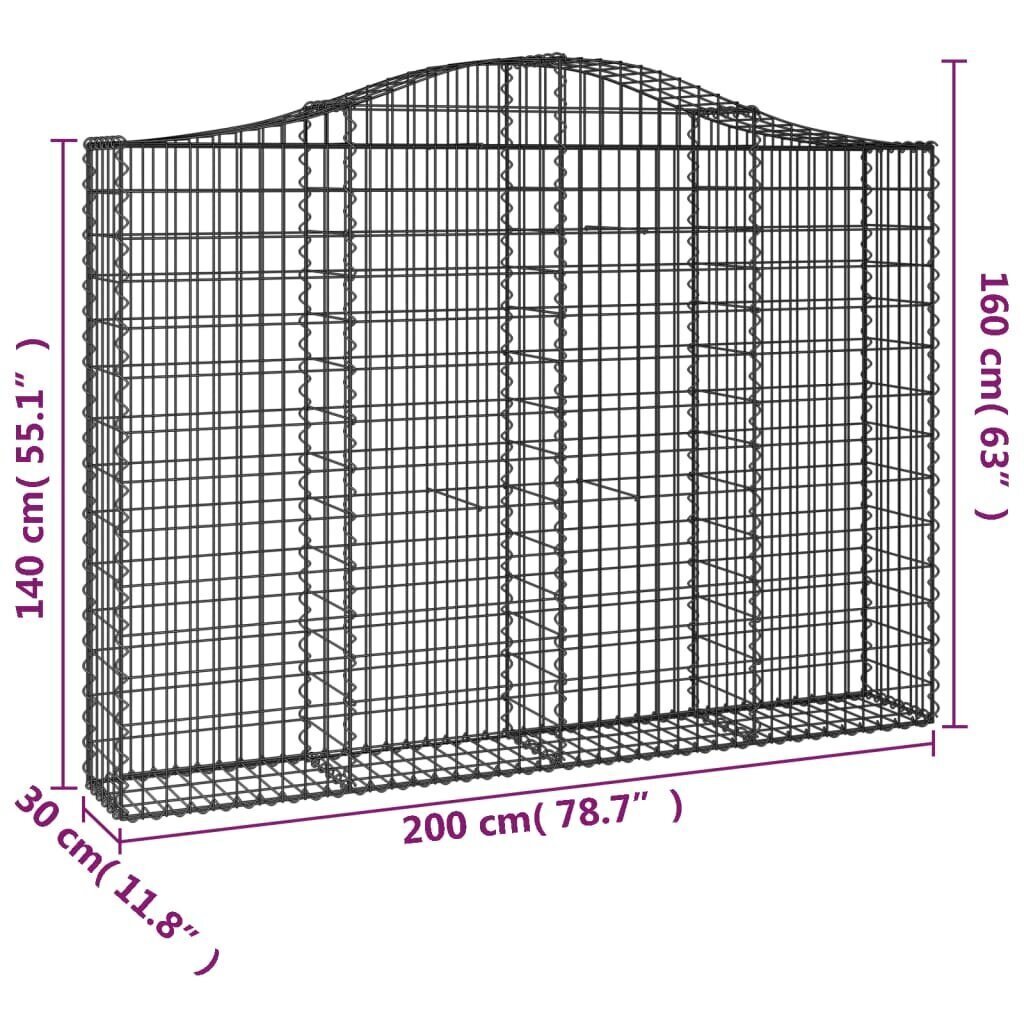 vidaXL Kaarevat kivikorit 11 kpl 200x30x140/160 cm galvanoitu rauta hinta ja tiedot | Aidat ja tarvikkeet | hobbyhall.fi