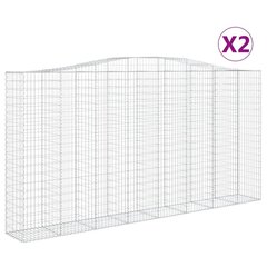 vidaXL Kaarevat kivikorit 2 kpl 400x50x200/220 cm galvanoitu rauta hinta ja tiedot | Aidat ja tarvikkeet | hobbyhall.fi