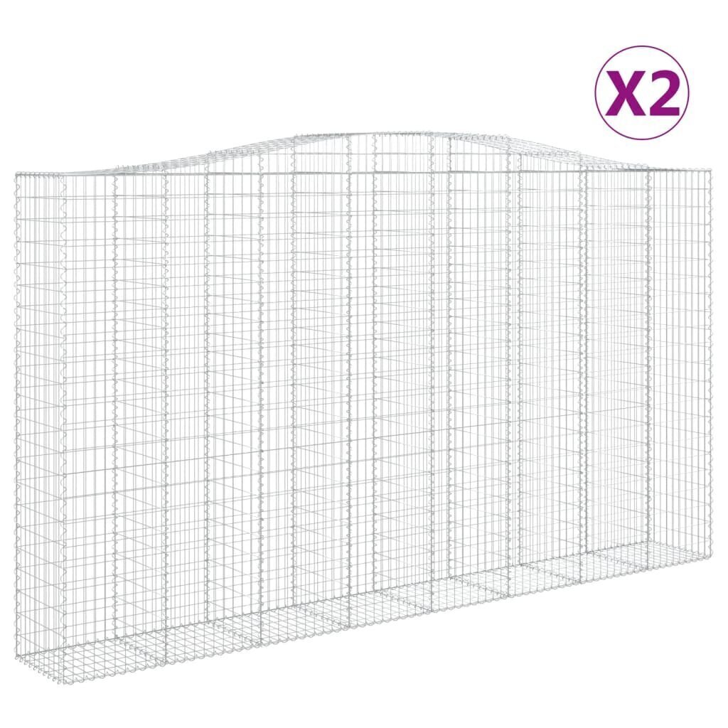 vidaXL Kaarevat kivikorit 2 kpl 400x50x220/240 cm galvanoitu rauta hinta ja tiedot | Aidat ja tarvikkeet | hobbyhall.fi