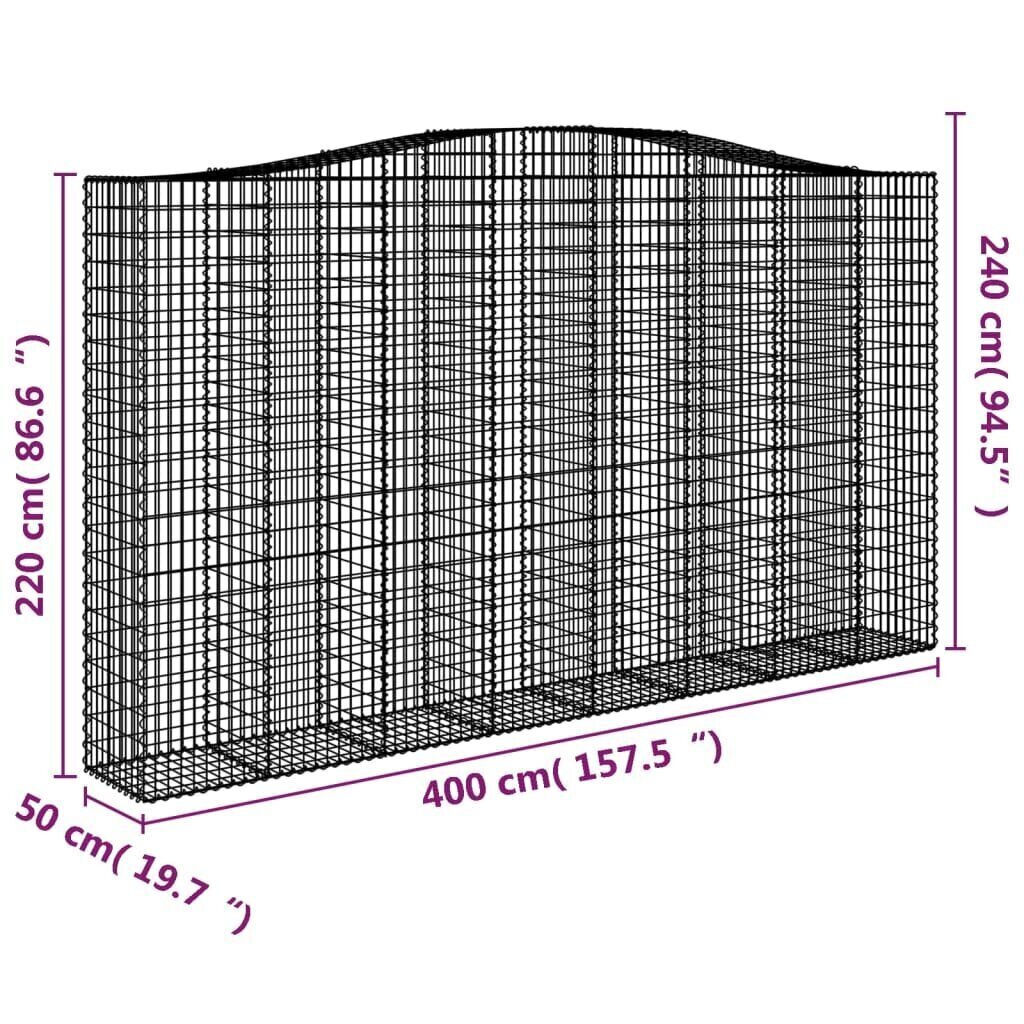 vidaXL Kaarevat kivikorit 2 kpl 400x50x220/240 cm galvanoitu rauta hinta ja tiedot | Aidat ja tarvikkeet | hobbyhall.fi